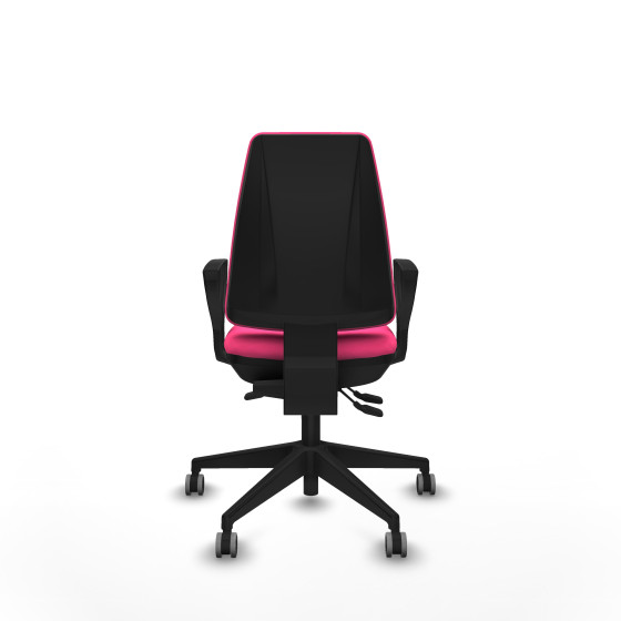 Elche AS similpiel rosa brazos fijos base piramidal ruedas engomadas 65mm