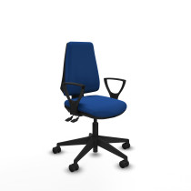 Elche AS similpiel azul brazos fijos base piramidal ruedas nailon 65mm