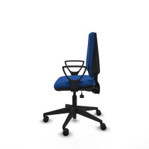 Elche AS similpiel azul brazos fijos base piramidal ruedas nailon 65mm