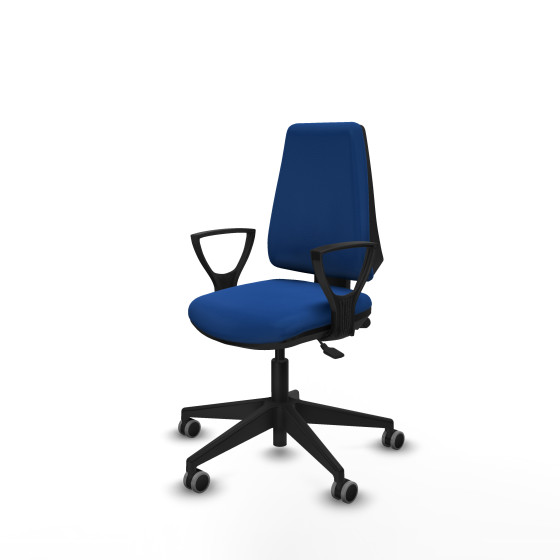 Elche AS similpiel azul brazos fijos base piramidal ruedas engomadas 65mm