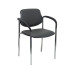 Silla fija Styl similpiel gris oscuro chasis cromo con brazos