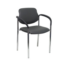 Silla fija Styl similpiel gris oscuro chasis cromo con brazos