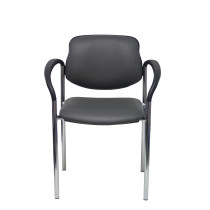 Silla fija Styl similpiel gris oscuro chasis cromo con brazos
