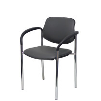 Silla fija Styl similpiel gris oscuro chasis cromo con brazos