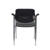 Silla fija Styl similpiel gris oscuro chasis cromo con brazos