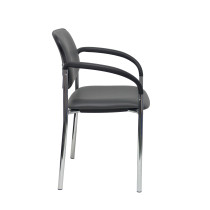 Silla fija Styl similpiel gris oscuro chasis cromo con brazos