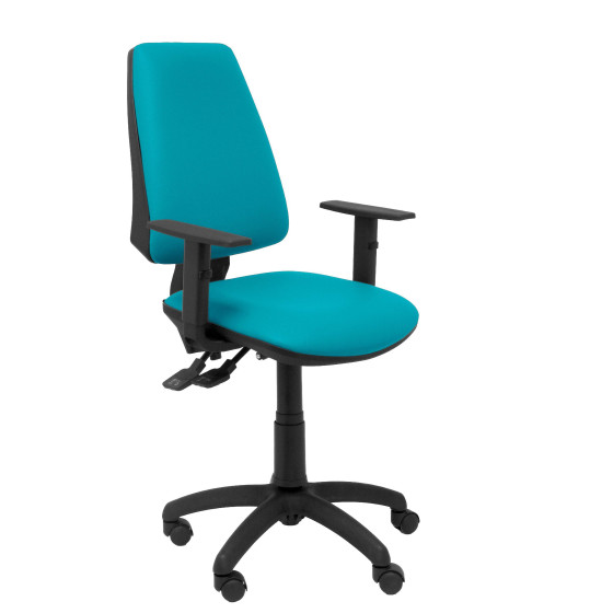 Silla Elche S similpiel verde brazos regulables
