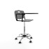 Taburete Robledo giratorio plástico gris claro brazo con pala diestros base cromada ruedas engomadas 50mm