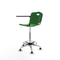 Taburete Robledo giratorio plástico verde brazo con pala diestros base cromada topes
