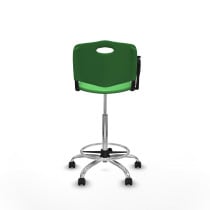 Taburete Robledo giratorio plástico verde brazo con pala diestros base cromada ruedas autofrenantes 50mm