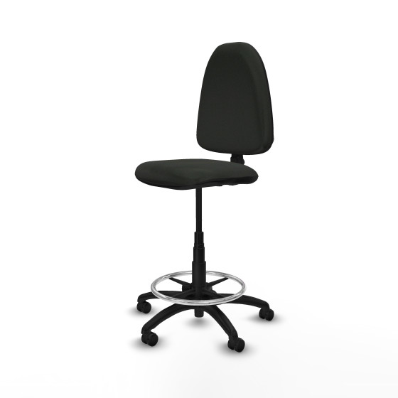 Taburete Aýna CP bali negro base poliamida ruedas engomadas 50mm