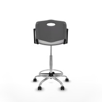 Taburete Robledo giratorio plástico gris claro brazos fijos base cromada ruedas engomadas 50mm