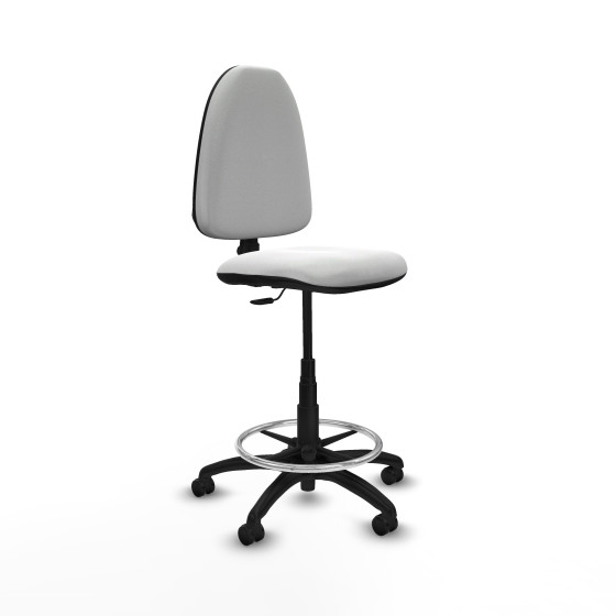 Taburete Aýna CP bali blanco base poliamida ruedas engomadas 50mm
