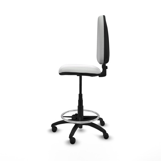 Taburete Aýna CP bali blanco base poliamida ruedas engomadas 50mm