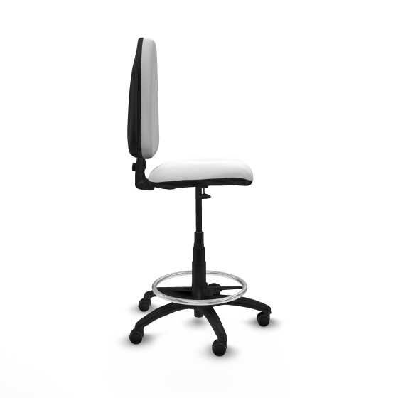 Taburete Aýna CP bali blanco base poliamida ruedas engomadas 50mm
