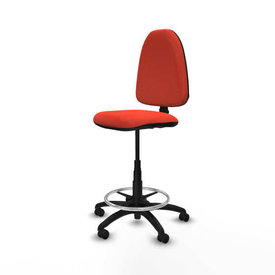 Taburete Aýna CP bali naranja oscuro base poliamida ruedas engomadas 50mm