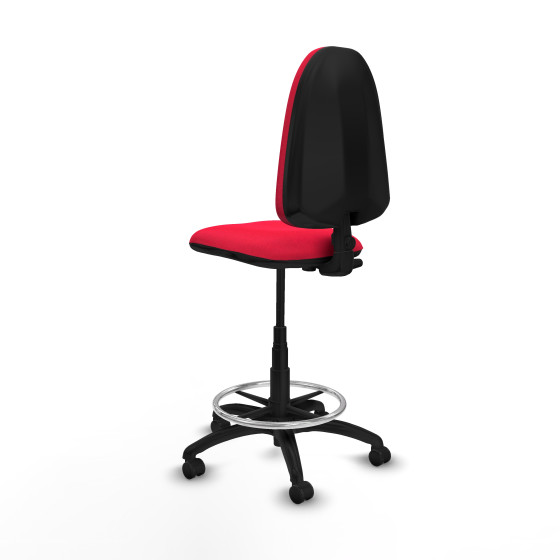 Taburete Aýna CP bali rojo base poliamida ruedas engomadas 50mm