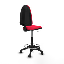 Taburete Aýna CP bali rojo base poliamida ruedas engomadas 50mm