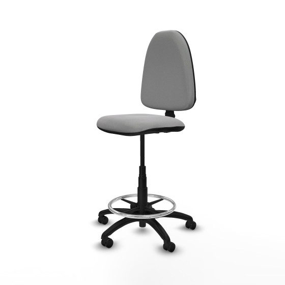 Taburete Aýna CP bali gris claro base poliamida ruedas engomadas 50mm