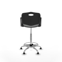 Taburete Robledo giratorio plástico negro brazos fijos base cromada topes