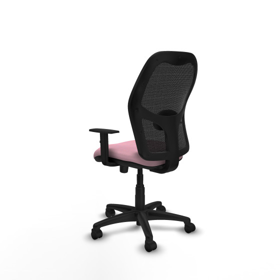Alocén sincro malla negra bali rosa brazos 1D base poliamida  ruedas nailon 50mm
