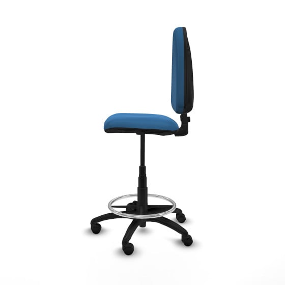 Taburete Aýna CP similpiel azul claro base poliamida ruedas nailon 50mm