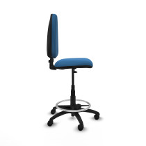 Taburete Aýna CP similpiel azul claro base poliamida ruedas nailon 50mm