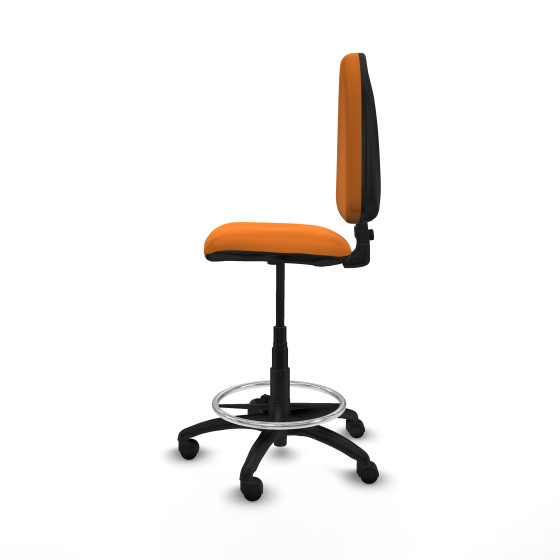 Taburete Aýna CP similpiel naranja base poliamida ruedas nailon 50mm