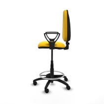 Taburete Aýna CP similpiel amarillo brazos fijos base poliamida ruedas nailon 50mm