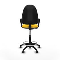 Taburete Aýna CP similpiel amarillo brazos fijos base poliamida ruedas nailon 50mm