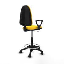Taburete Aýna CP similpiel amarillo brazos fijos base poliamida ruedas nailon 50mm