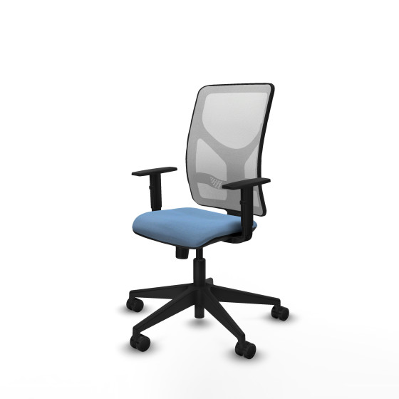 Motilla sincro malla blanca bali azul cielo brazos 1D base piramidal  ruedas 65mm nailon