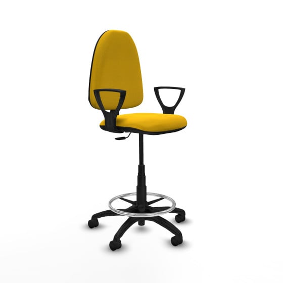 Taburete Aýna CP bali amarillo brazos fijos base poliamida ruedas nailon 50mm