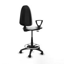 Taburete Aýna CP bali blanco brazos fijos base poliamida ruedas nailon 50mm