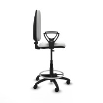 Taburete Aýna CP bali blanco brazos fijos base poliamida ruedas nailon 50mm