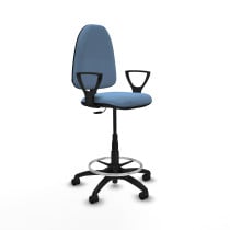 Taburete Aýna CP bali azul cielo brazos fijos base poliamida ruedas nailon 50mm