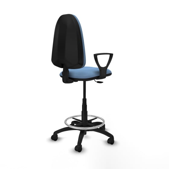 Taburete Aýna CP bali azul cielo brazos fijos base poliamida ruedas nailon 50mm