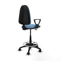 Taburete Aýna CP bali azul cielo brazos fijos base poliamida ruedas nailon 50mm