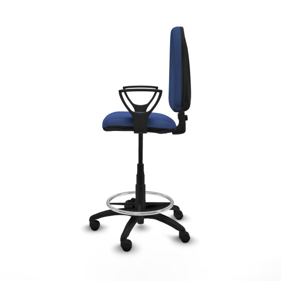 Taburete Aýna CP bali azul marino brazos fijos base poliamida ruedas nailon 50mm