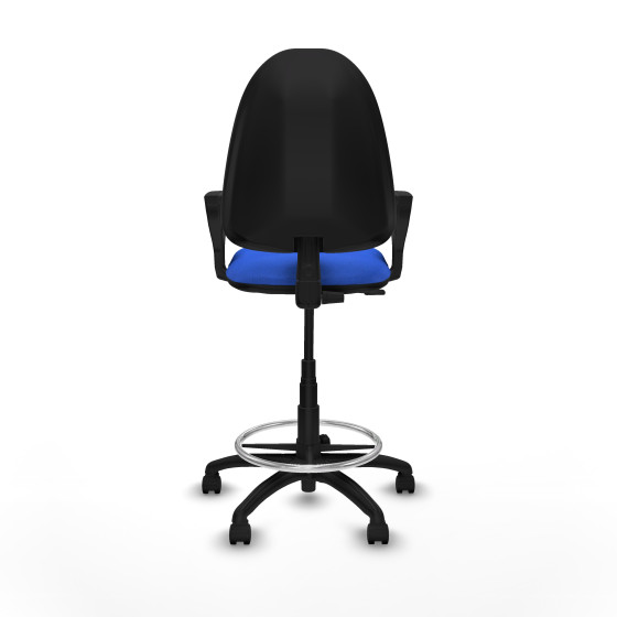 Taburete Aýna CP bali azul brazos fijos base poliamida ruedas nailon 50mm