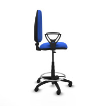 Taburete Aýna CP bali azul brazos fijos base poliamida ruedas nailon 50mm