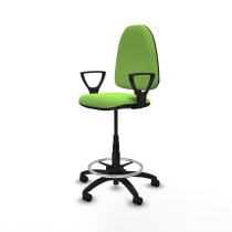Taburete Aýna CP bali pistacho brazos fijos base poliamida ruedas nailon 50mm