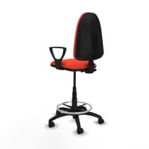Taburete Aýna CP bali naranja oscuro brazos fijos base poliamida ruedas nailon 50mm