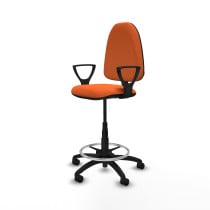 Taburete Aýna CP bali naranja brazos fijos base poliamida ruedas nailon 50mm