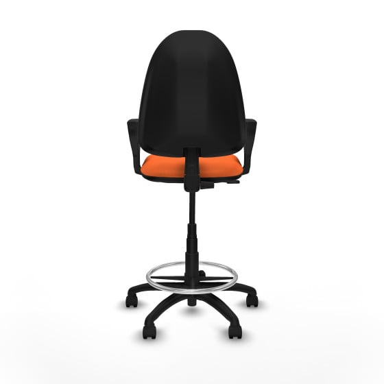 Taburete Aýna CP bali naranja brazos fijos base poliamida ruedas nailon 50mm