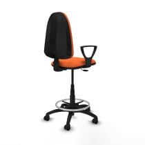 Taburete Aýna CP bali naranja brazos fijos base poliamida ruedas nailon 50mm