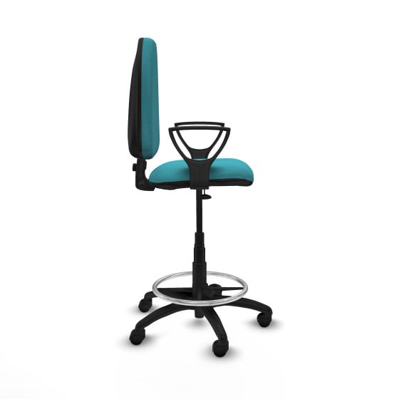 Taburete Aýna CP bali turquesa brazos fijos base poliamida ruedas nailon 50mm