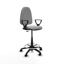 Taburete Aýna CP bali gris claro brazos fijos base poliamida ruedas nailon 50mm