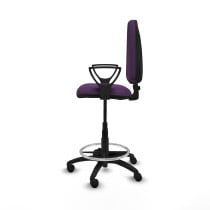 Taburete Aýna CP bali morado brazos fijos base poliamida ruedas nailon 50mm