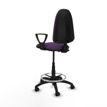 Taburete Aýna CP bali morado brazos fijos base poliamida ruedas nailon 50mm